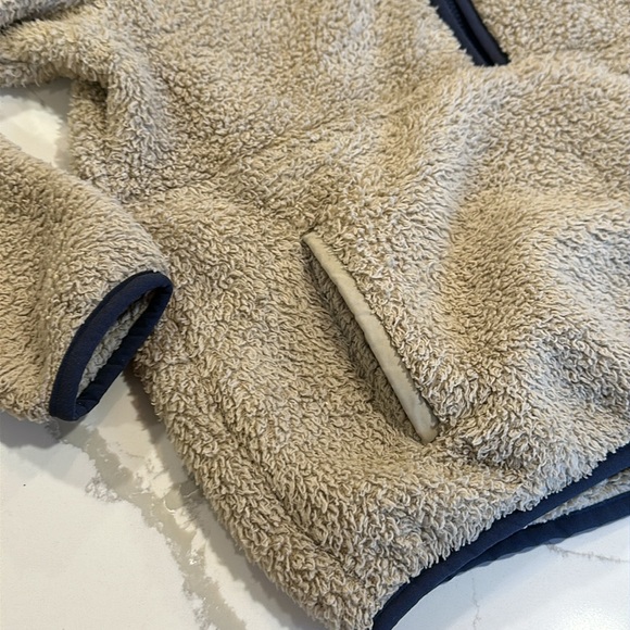 Los Gatos Deep Pile Hooded Pullover Fleece El Cap Khaki Smolder Blue Small - Picture 6 of 9